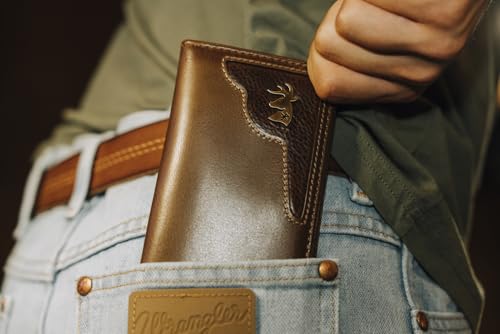 Men's Deer Ornament Long Bifold Leather Rodeo Wallet - Image 3