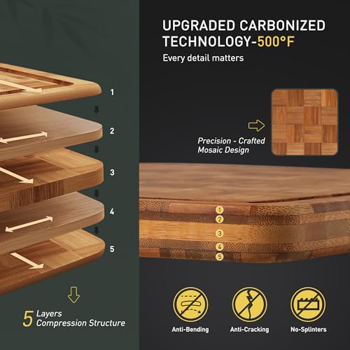 2-Pack Heavy Duty Bamboo Cutting Board Set - Non-Slip, Over Sink - Image 4