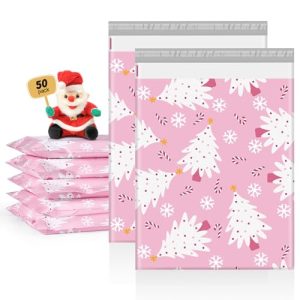 Christmas Poly Mailers 14.5×19 – 50 Pack Pink Shipping