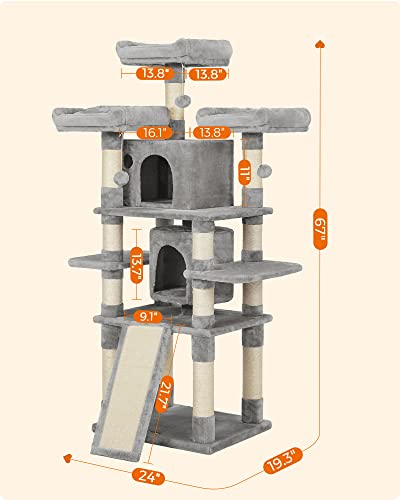 Feandrea 67" Multi-Level Cat Tree Tower for Large Cats - Image 8