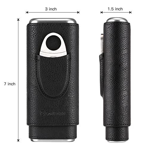 COOL KNIGHT Leather Cigar Case with Cutter - Travel Humidor - Image 6