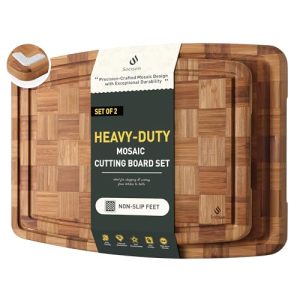 2-Pack Heavy Duty Bamboo Cutting Board Set – Non-Slip, Over Sink