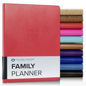 Gallery Leather Family Planner 2025-2026 | Caribbean Red
