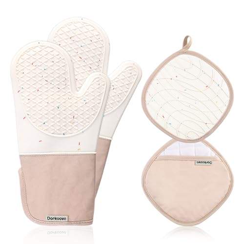 Cute Dorkuova Silicone Oven Mitts - Cream