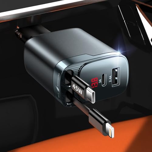 Retractable 84W USB-C 4-in-1 Fast Car Charger