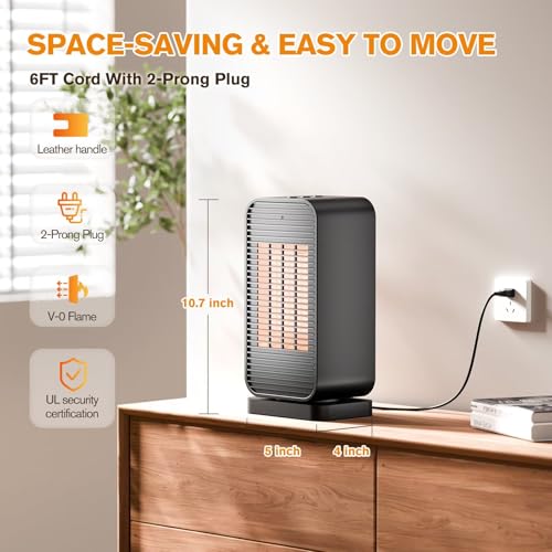 Mini 1500W PTC Desk Heater - Fan Combo, Remote & 50° Swing - Image 3