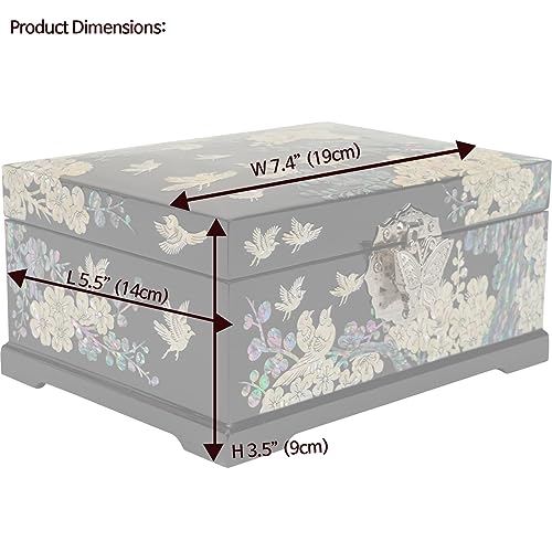Handcrafted Mother-of-Pearl Jewelry Box - Bird & Floral - Image 3