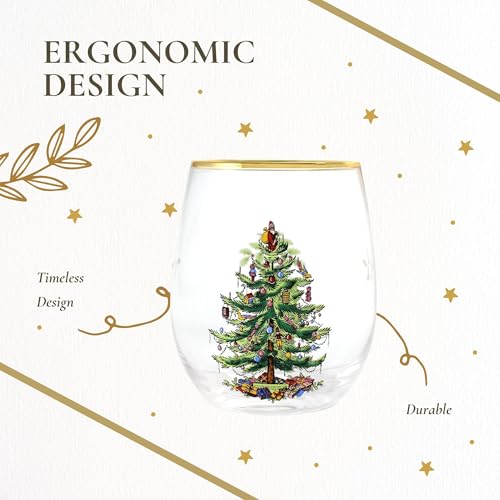 Spode Christmas Tree 19oz Stemless Wine Glasses, Set of 4 - Image 7