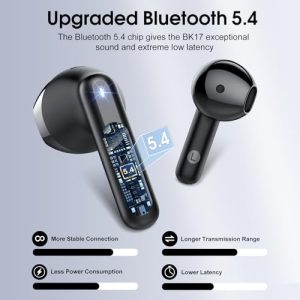 Wireless Earbuds: Bluetooth 5.4, 3D Bass, 4 ENC Mic