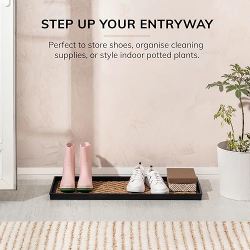 Anji Mountain 34.5" Black Coir & Rubber Boot Tray - Image 3