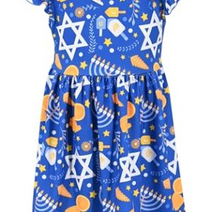 Girls’ Hanukkah Star Petal Sleeve Dress – Toddler & Kids