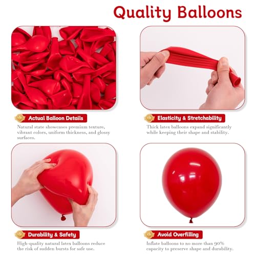Red Balloon Arch Kit - 125 Pcs Mixed Size Balloons - Image 4