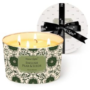 HomeLights 18oz English Pear & Suede 4-Wick Soy Candle