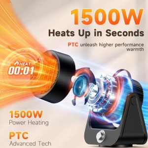 HETRAROOT 1500W 3D Swing Heater – Indoor/Outdoor, 1S Heat