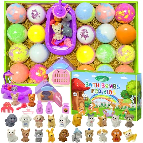 20 Pack Kids Bath Bombs with Surprise Puppy Dolls
