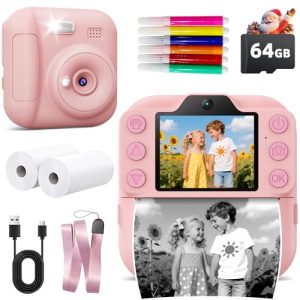 Coxlame Instant Print Kids Camera – 64GB, Pink (Ages 3-12)