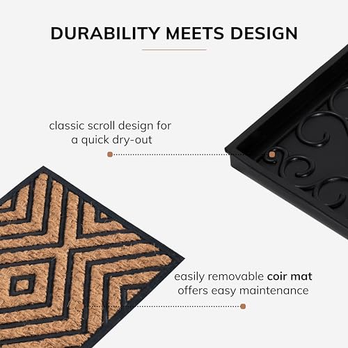 Anji Mountain 34.5" Black Coir & Rubber Boot Tray - Image 5