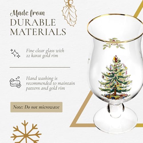 Spode Christmas Tree Gold-Rimmed Holiday Tulip Glasses Set - Image 4
