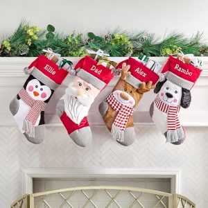Personalized Christmas Stocking – Embroidered Snowman Decor