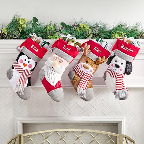 Personalized Christmas Stocking - Embroidered Snowman Decor - Image 2