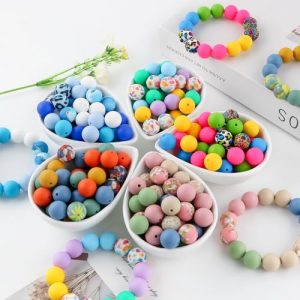 HHCFAST 150Pcs Mixed 15mm Silicone Beads for Crafts