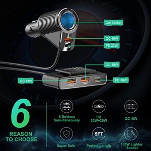 6-Port USB C Car Charger: QC3.0 & PD3.0 Fast Charging