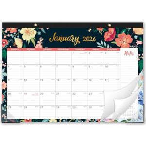 2026 Floral Desk Calendar & Wall Planner with Ruled Blocks