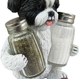 DWK Shih Tzu Animal Salt & Pepper Shaker Set with Holder