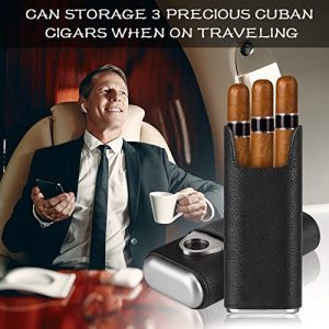 COOL KNIGHT Leather Cigar Case with Cutter – Travel Humidor