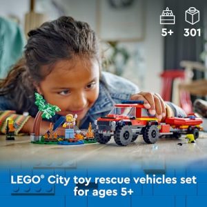 LEGO City 4×4 Fire Truck & Rescue Boat Toy (Ages 5+)