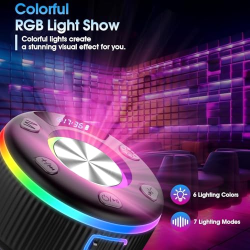 Bluetooth Shower Speaker with Time & RGB Lights - IP7 Waterproof - Image 4