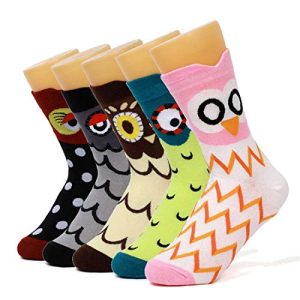 Women’s Cotton Owl Crew Socks – Cute Animal Print Novelty Socks