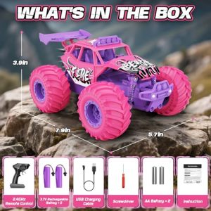 Meislane Pink All-Terrain RC Monster Truck for Girls (20KPH)