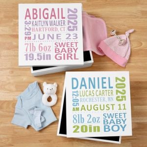 Personalized New Baby Keepsake Box for Boys – Memento Storage