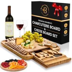 Bamboo Cheese Board & Knife Set – Charcuterie Gift Set