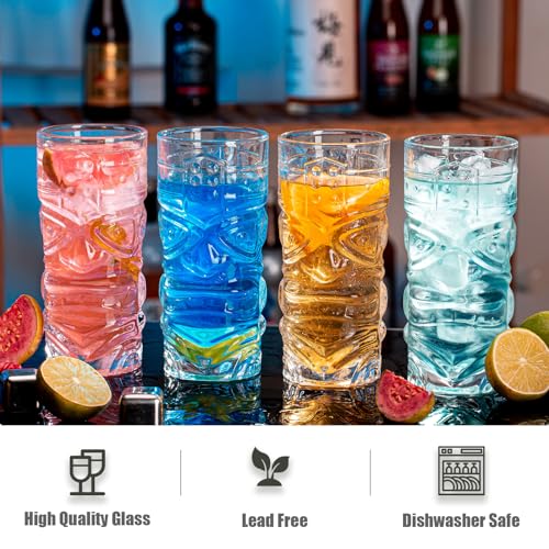 Claplante Tiki Glasses Set of 12 - 14 oz Modern Bar Cups - Image 6