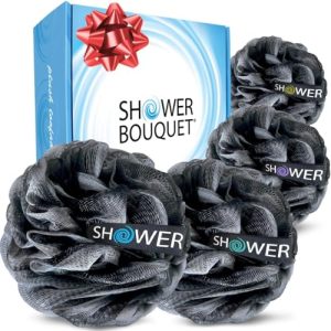 Shower Bouquet Charcoal Loofah 4-Pack – Exfoliating