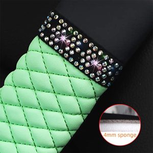 2 Pcs Bling Seat Belt Covers – Light Green Rhinestone