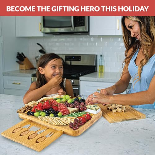 Large Bamboo Charcuterie Board & Knife Set - Home Euphoria - Image 6