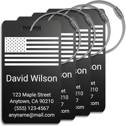Custom Aluminum Luggage Tags - Durable Pack of 4