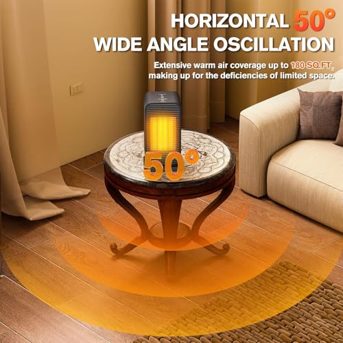 Mini 1500W PTC Desk Heater - Fan Combo, Remote & 50° Swing - Image 5