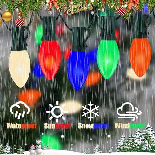 Vintage C9 LED Christmas Lights - 25ft Multicolor Outdoor - Image 3