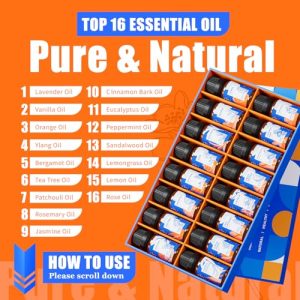 HIQILI Top 16 Organic Essential Oil Set – Aromatherapy & DIY