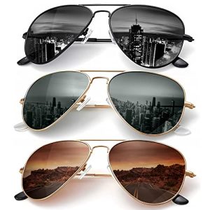 KALIYADI Classic Aviator Polarized Sunglasses (3 Pack)