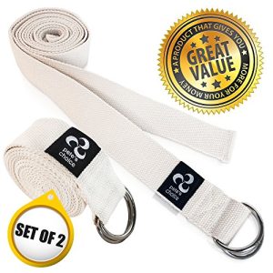 2-Pack 8Ft Yoga & Pilates Straps with D-Ring & eBook