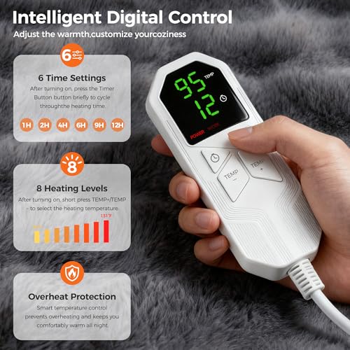 Luxury Faux Fur Heated Blanket - 8 Heat Settings & Auto-Off - Image 4