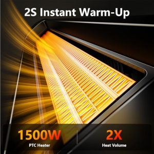 GRIDR 1500W Tower Heater – Remote, Thermostat & 12H Timer