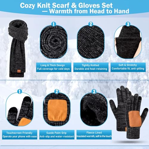 Men's LED Beanie 3-in-1 Winter Set: Light, Scarf, Gloves - Image 3