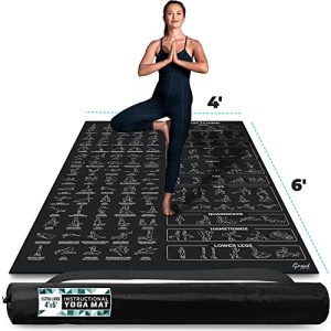 Extra-Large Instructional Yoga Mat: 150 Poses, Non-Slip, Thick