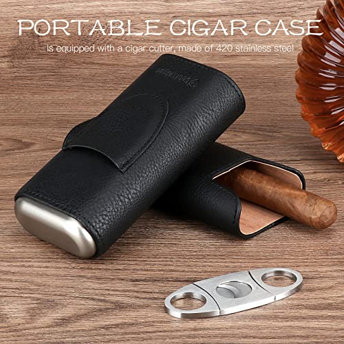 COOL KNIGHT Leather Cigar Case with Cutter - Travel Humidor - Image 3